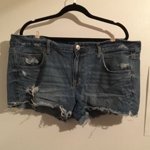 Distressed Blue Denim Shorts